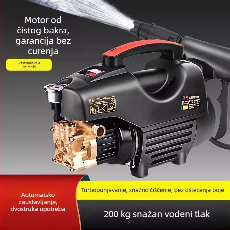 Prijenosna visokotlačna perilica za automobile, motor bez četkica, čista bakrena konstrukcija, 220V, do 10 MPa, ulazna snaga ≤10 kW