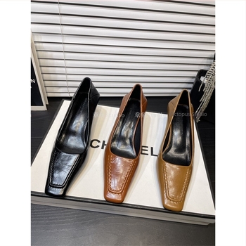 Ženske slip-on štikle s okruglim nosom, PU gornji dio, 6-8 cm debeli petu, gumeni potplat