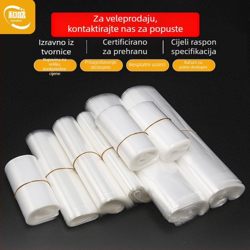 Veleprodajna prozirna PE vrećica s ravnim džepom, debela, za supermarket, otvoreni gornji dio