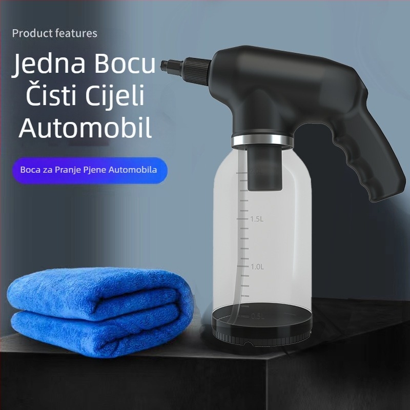Električna pjena sprej boca za pranje automobila, prijenosna bežična, 12V 18W, 2000 ml, 600 g, PC+ABS