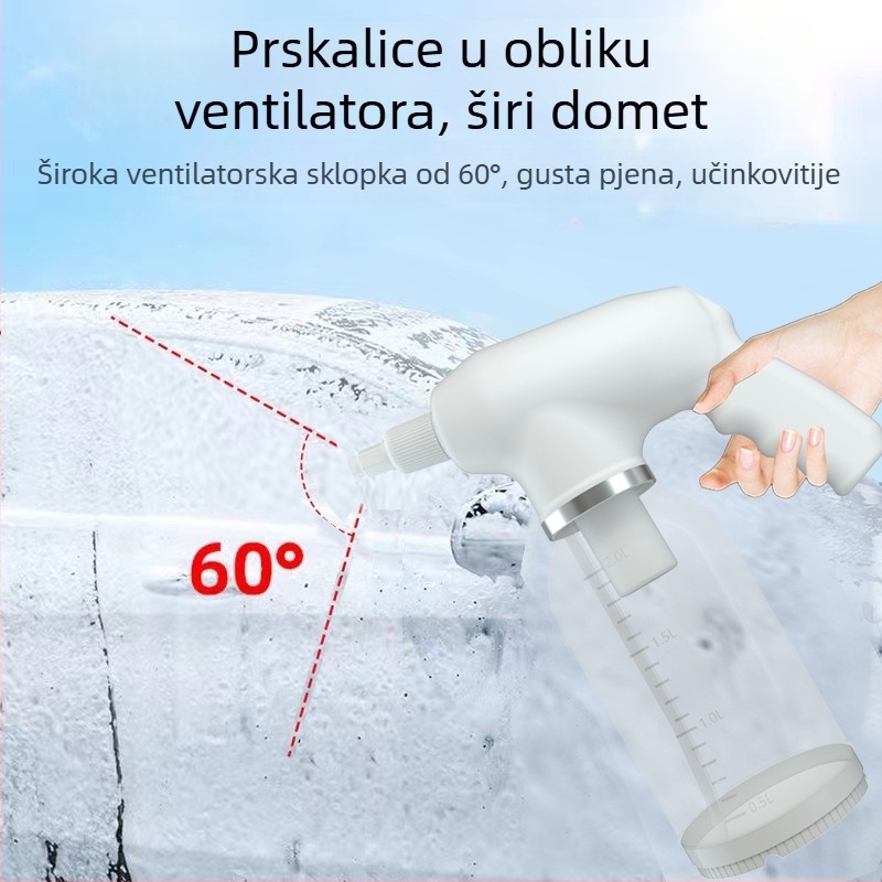 Električna pjena sprej boca za pranje automobila, prijenosna bežična, 12V 18W, 2000 ml, 600 g, PC+ABS