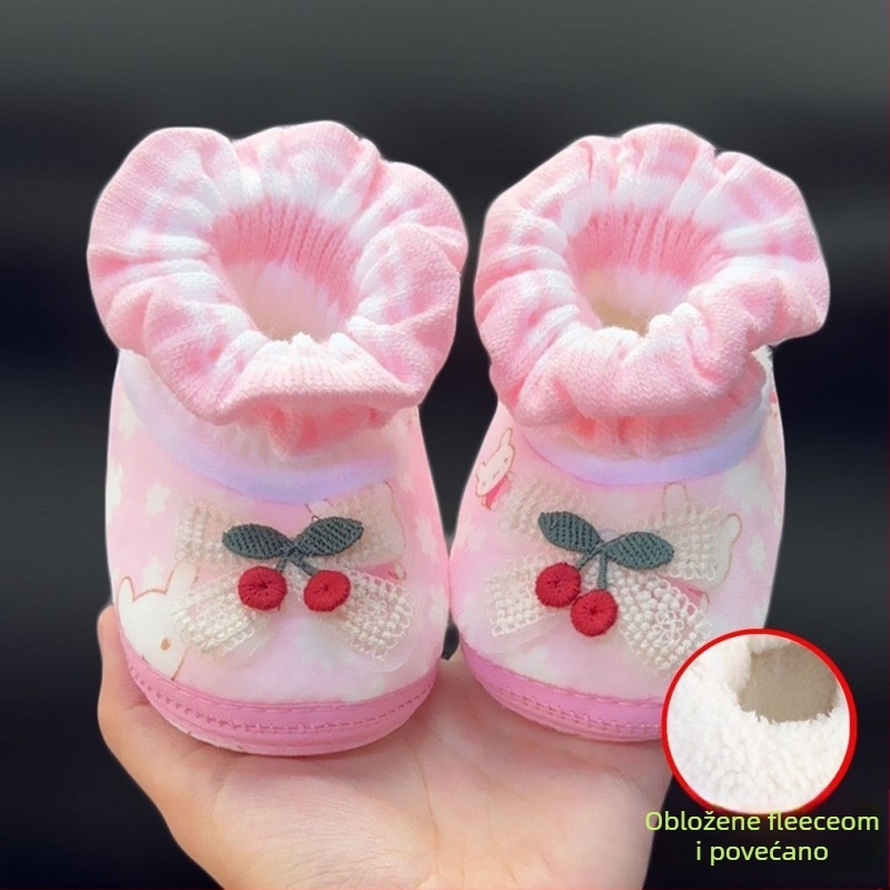 Zimske dječje tenisice s pamukom na gornjem dijelu, fleece podstava, quilting dizajn, stil princeze, uzorak crtić, za djecu od 12 do 36 mjeseci