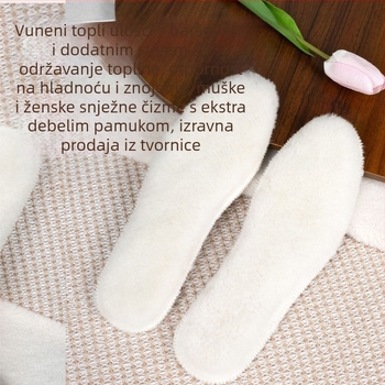 Zimske uloške od ovčje vune sa baršunom, debele i tople, za unisex obuću (cipele, čizme), model Zn White Wool