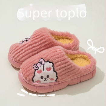 Dječje papuče za zimu – gornji dio od pamuka, PVC potplat, crtić dizajn, za uzrast 1–3 godine