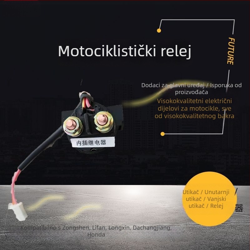 Motociklističko startno rele, plug-in tip, marka Chixiang, kompatibilno s Zongshen, Longxin, Lifan i Great Yangtze River