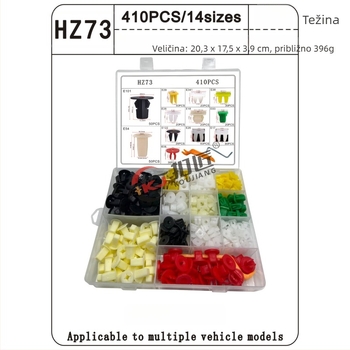 Klipovi za modifikaciju svjetala automobila – kutija 410 kom., Buckler HZ73-410PCS, plastične i najlonske kopče