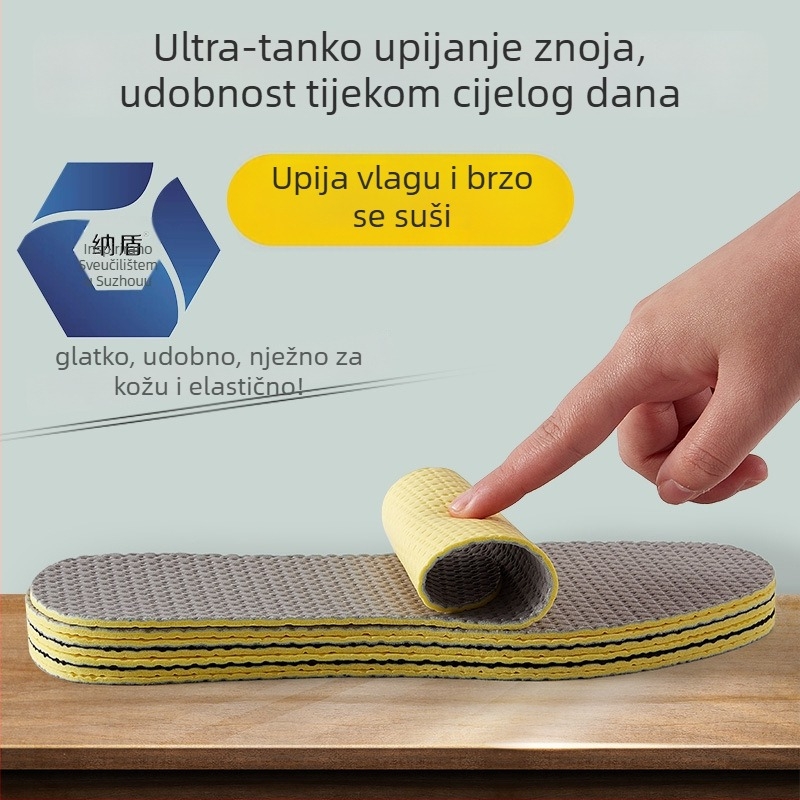 Uložak za bosu nogu, prozračan, s dezodoransom i upijanjem znoja, izuzetno mekan pjenu s ledom osjetom, elastični latex i vlaknasta tkanina; pogodno za tenisice, kožne cipele i čizme, casual i radne cipele; model 5107