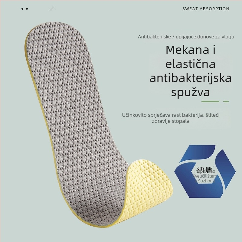 Uložak za bosu nogu, prozračan, s dezodoransom i upijanjem znoja, izuzetno mekan pjenu s ledom osjetom, elastični latex i vlaknasta tkanina; pogodno za tenisice, kožne cipele i čizme, casual i radne cipele; model 5107