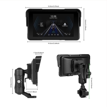 Displej za motocikl s CarPlay i TPMS-om, uključuje držač s brzim otpuštanjem, vodoravna orijentacija, univerzalno, Fox hunter 502