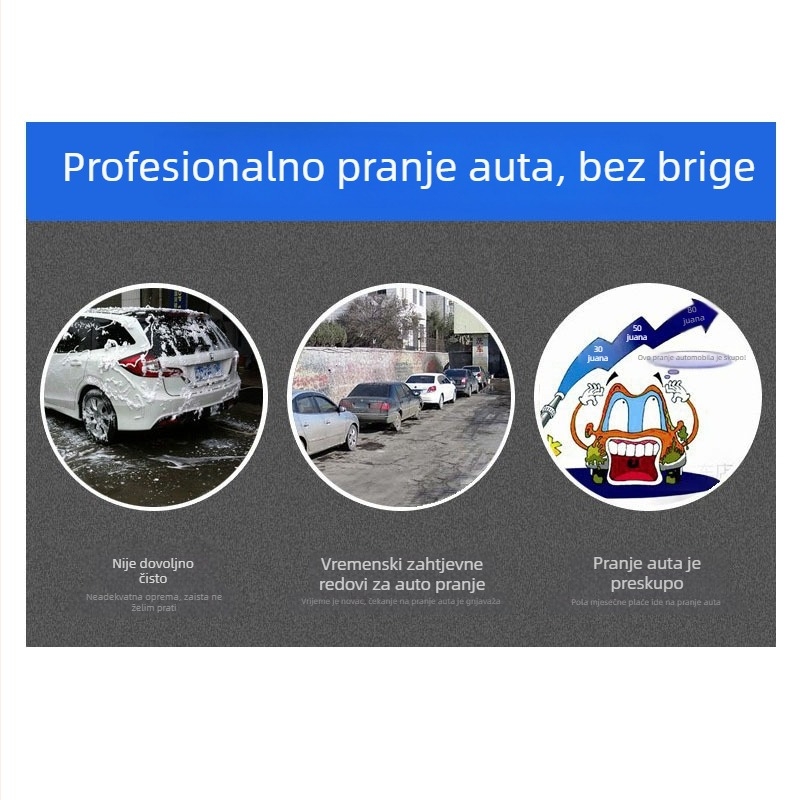 Pištolj za pranje automobila visokog tlaka, ručni kućni alat, 12V 60W, ABS plastična mlaznica, tlak 5 kg, težina 1,45 kg