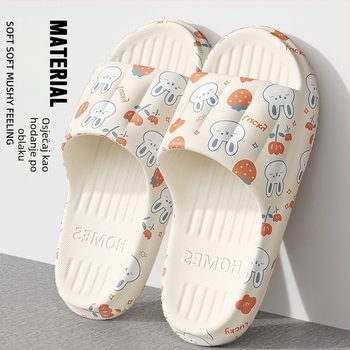 Trudničke PVC papuče - Slip-On, Jednostruka traka, Karikatura uzorak, Ravna peta, Debljina potplata 0–3 cm