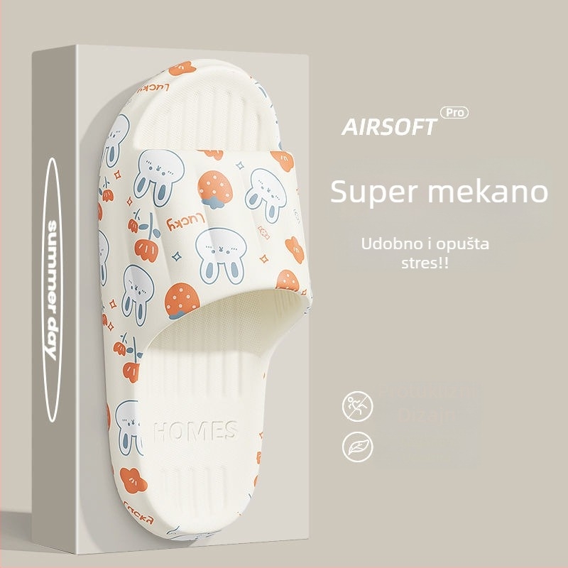 Trudničke PVC papuče - Slip-On, Jednostruka traka, Karikatura uzorak, Ravna peta, Debljina potplata 0–3 cm