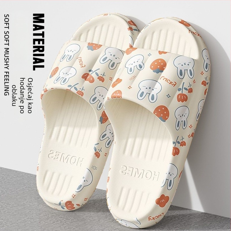 Trudničke PVC papuče - Slip-On, Jednostruka traka, Karikatura uzorak, Ravna peta, Debljina potplata 0–3 cm