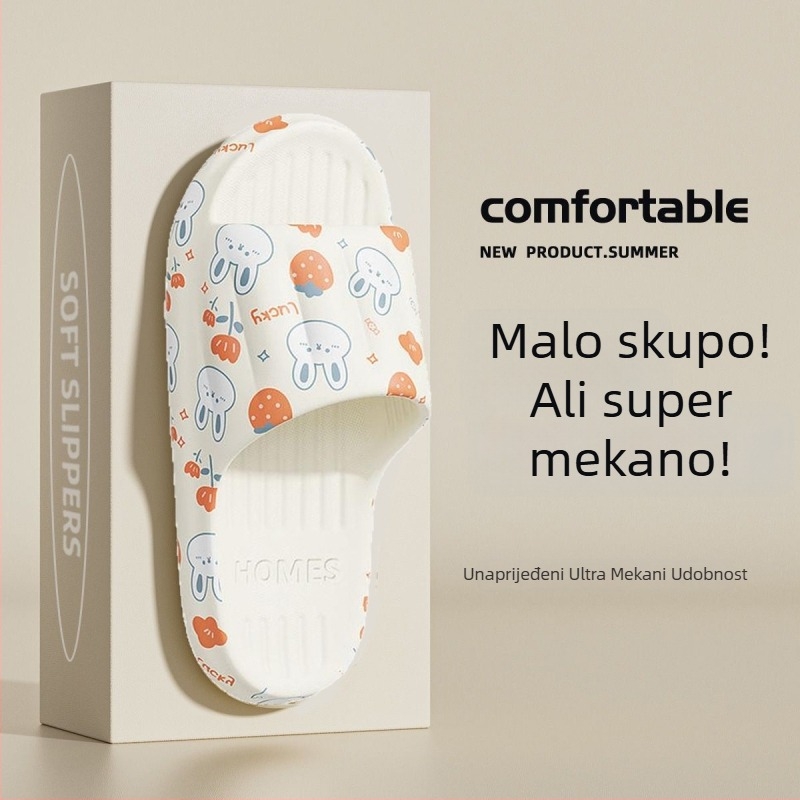 Trudničke PVC papuče - Slip-On, Jednostruka traka, Karikatura uzorak, Ravna peta, Debljina potplata 0–3 cm