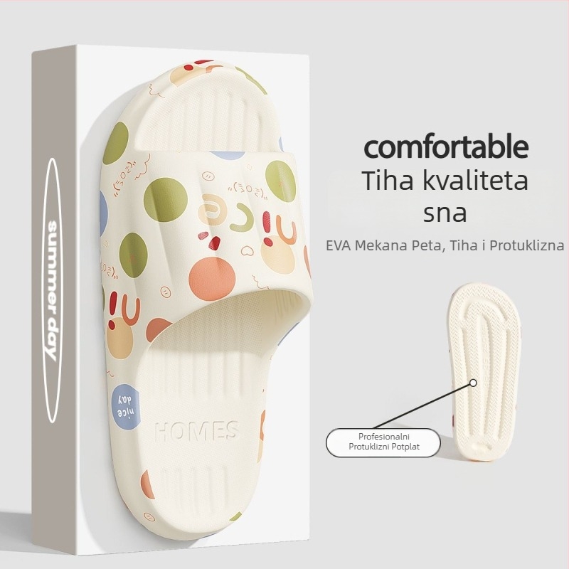 Trudničke PVC papuče - Slip-On, Jednostruka traka, Karikatura uzorak, Ravna peta, Debljina potplata 0–3 cm