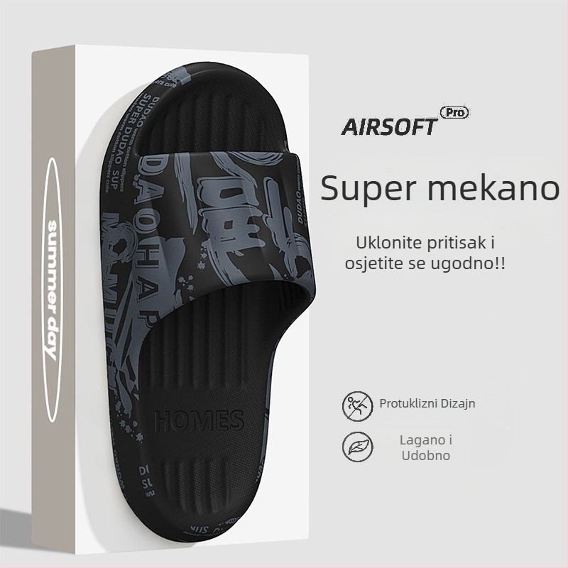 Trudničke PVC papuče - Slip-On, Jednostruka traka, Karikatura uzorak, Ravna peta, Debljina potplata 0–3 cm