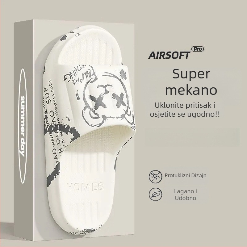 Trudničke PVC papuče - Slip-On, Jednostruka traka, Karikatura uzorak, Ravna peta, Debljina potplata 0–3 cm