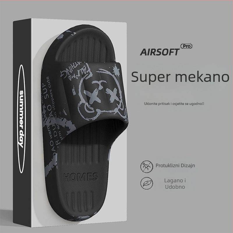 Trudničke PVC papuče - Slip-On, Jednostruka traka, Karikatura uzorak, Ravna peta, Debljina potplata 0–3 cm