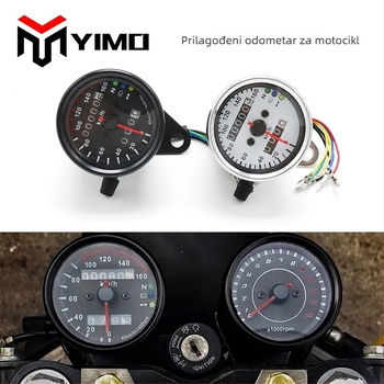 Ploča instrumenta motocikla s retro modifikacijom, LED dvobojnog zaslona, dvostruki odometar (12, 3, YIMO, Univerzalno)
