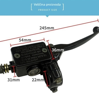 Prednja hidraulična glavna pumpa kočnice za motocikl – 22 mm promjer, model ZD-072, za modifikacije