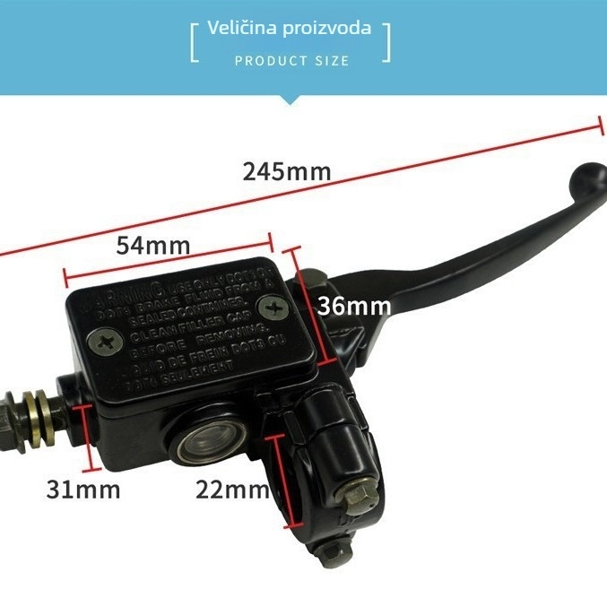 Prednja hidraulična glavna pumpa kočnice za motocikl – 22 mm promjer, model ZD-072, za modifikacije
