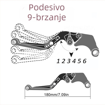 CNC aluminijska poluga za kočnicu i spojku motocikla – model XL-008, brenda Fuding New Dragon, kompatibilan sa Suzuki GSXR1000
