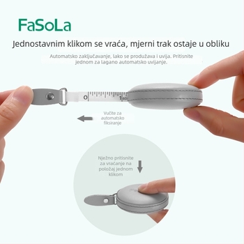 FaSoLa PU mekana kožna prijenosna mjerna traka za odjeću — mjerenje visine, struka i tri opsega (šivačka mekana mjera, domet 150 cm)