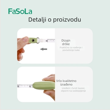 FaSoLa PU mekana kožna prijenosna mjerna traka za odjeću — mjerenje visine, struka i tri opsega (šivačka mekana mjera, domet 150 cm)
