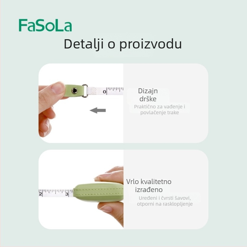 FaSoLa PU mekana kožna prijenosna mjerna traka za odjeću — mjerenje visine, struka i tri opsega (šivačka mekana mjera, domet 150 cm)