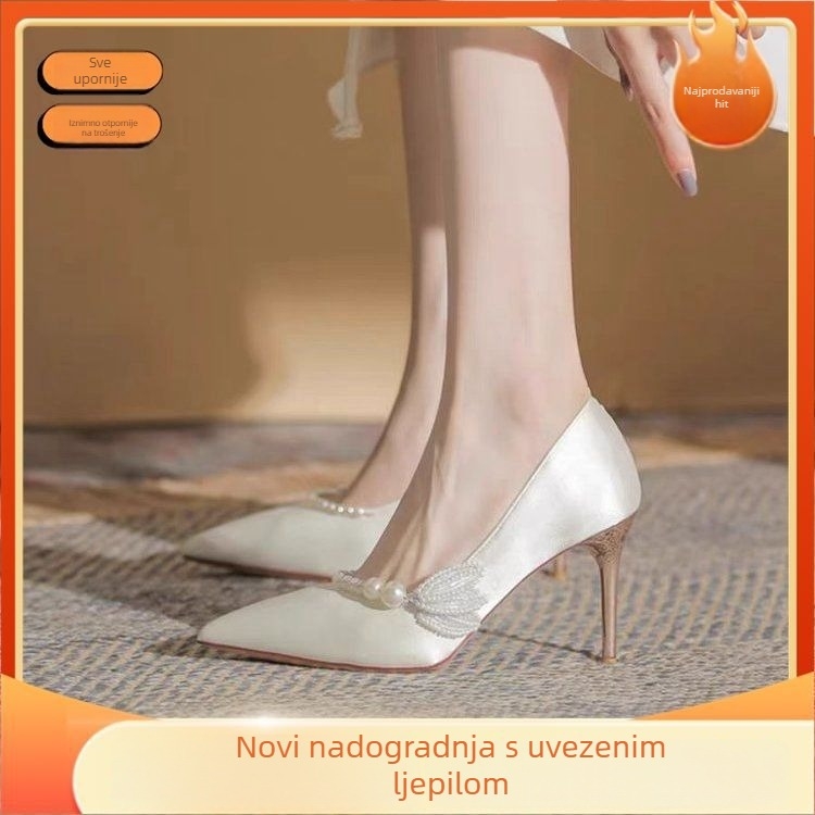 Vjenčane Mary Jane cipele, otvoreni prsti, niski mačji potpetica, slip-on, gornji materijal od više materijala