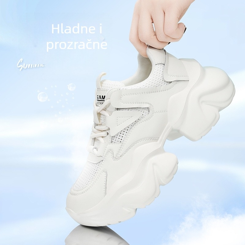 Ženske tenisice za dnevne šetnje na otvorenom – zaobljena vršna kapica, niski gornji dio, 6-8 cm visok pet, gumeni potplat, PU ulošak