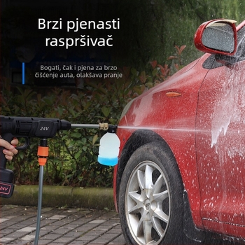 Prijenosni bežični pištolj za pranje automobila s Li-ion baterijom 12V, 150W, 0,8 MPa, crijevo 5–10 m