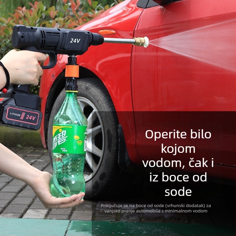 Prijenosni bežični pištolj za pranje automobila s Li-ion baterijom 12V, 150W, 0,8 MPa, crijevo 5–10 m