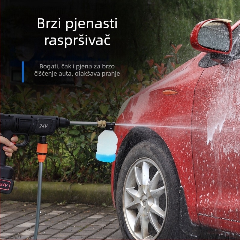 Prijenosni bežični pištolj za pranje automobila s Li-ion baterijom 12V, 150W, 0,8 MPa, crijevo 5–10 m