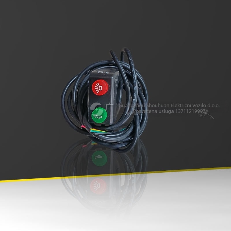 2-u-1 dugački kabel za zvono i prekidač svjetla za električne bicikle i skutere, mogućnost prilagodbe; Marka: 2-in-1 switch; Model: 2-in-1 Long Line; Kompatibilno s Boosterom, električnim vozilima i motociklima.