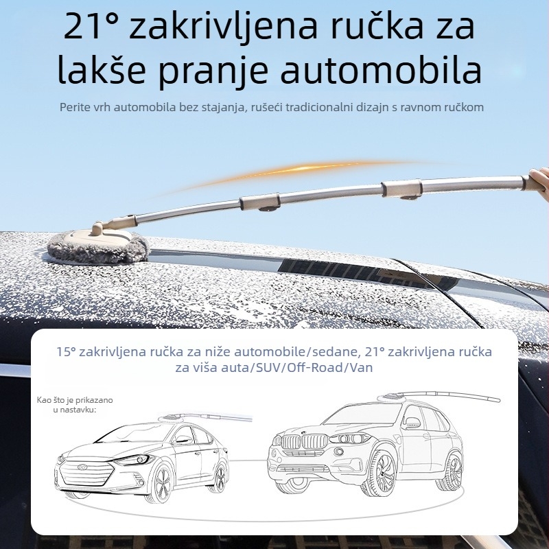 Četka za pranje automobila s teleskopskim dugim držakom — PP materijal, prijenosna, mogućnost privatne marke