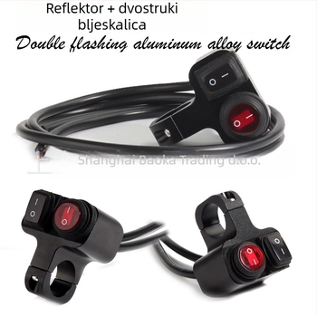 Prekidač farova motocikla s dvostrukim bljeskom i reflektorom, marka Mop, model 001