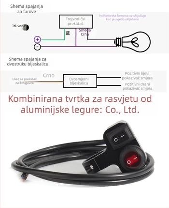 Prekidač farova motocikla s dvostrukim bljeskom i reflektorom, marka Mop, model 001