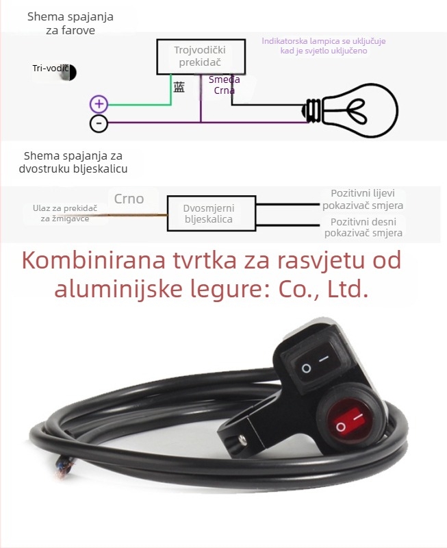 Prekidač farova motocikla s dvostrukim bljeskom i reflektorom, marka Mop, model 001