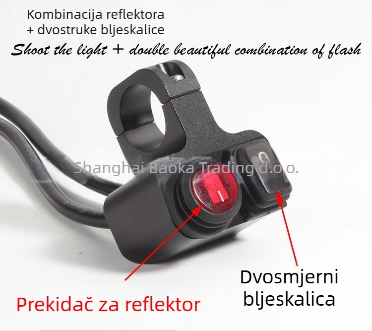 Prekidač farova motocikla s dvostrukim bljeskom i reflektorom, marka Mop, model 001