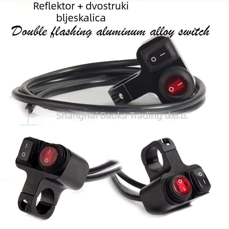 Prekidač farova motocikla s dvostrukim bljeskom i reflektorom, marka Mop, model 001