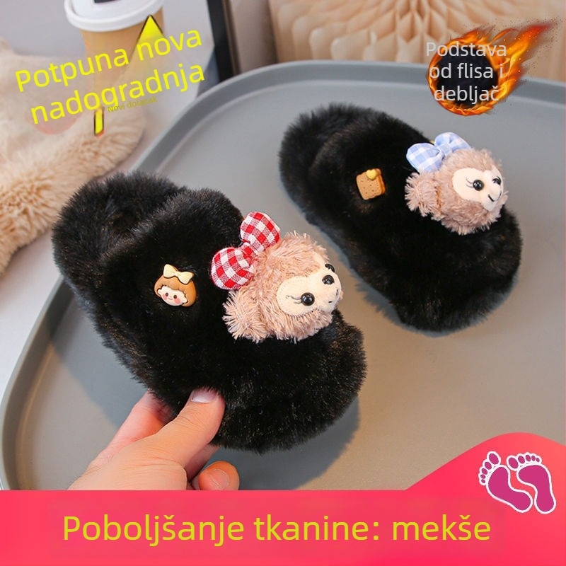 Dječje papuče za djevojčice s gornjim dijelom od pamuka, gumom na potplatu, crtani uzorak, korejski stil (1–3 godine)