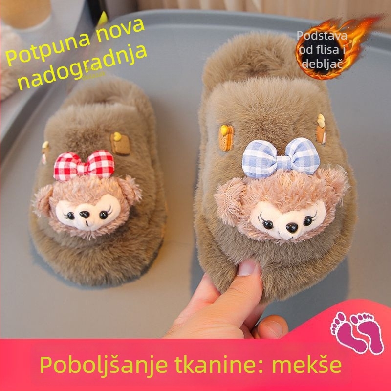 Dječje papuče za djevojčice s gornjim dijelom od pamuka, gumom na potplatu, crtani uzorak, korejski stil (1–3 godine)