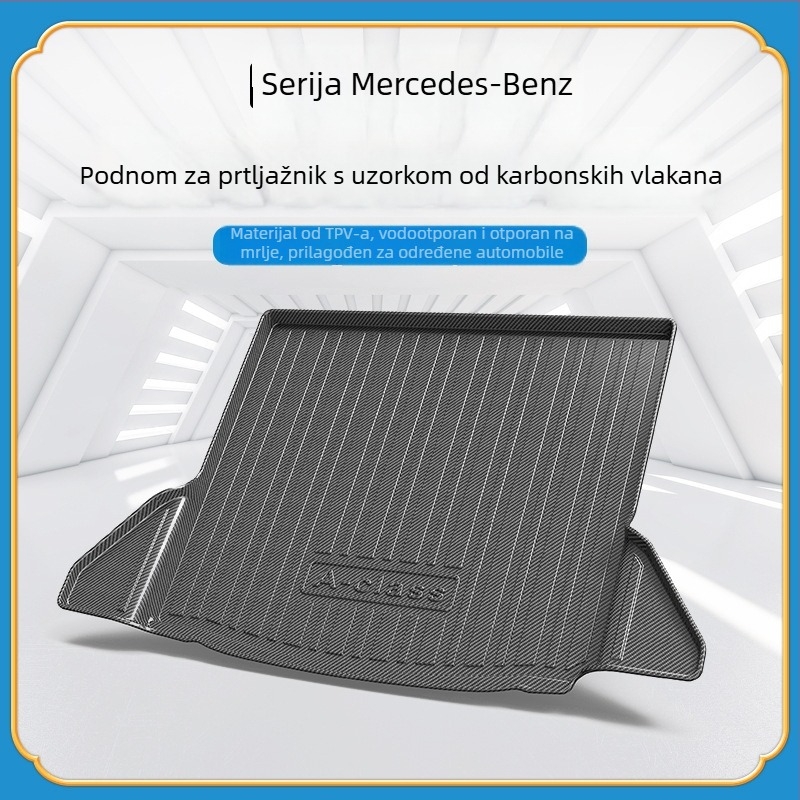 TPV prostirka za prtljažnik s karbonskim uzorkom za Mercedes-Benz GLE, GLK, GLC, GLB, GLS, GLA i CLA — prilagodba dostupna; licencirana privatna oznaka