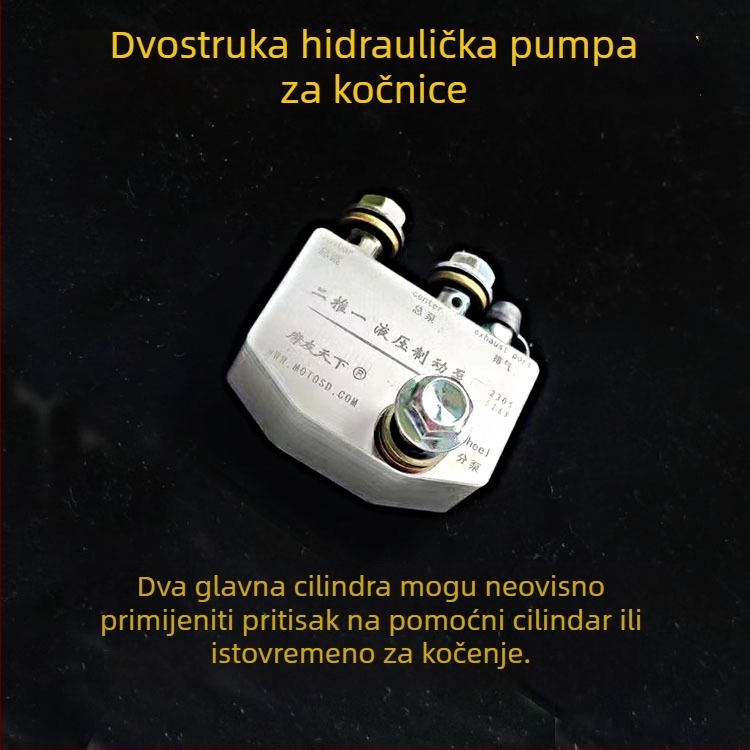 Glavni hidraulični cilindar kočnica za motocikle i električna vozila, dvostruki klip, jednovalni dizajn, model 1000