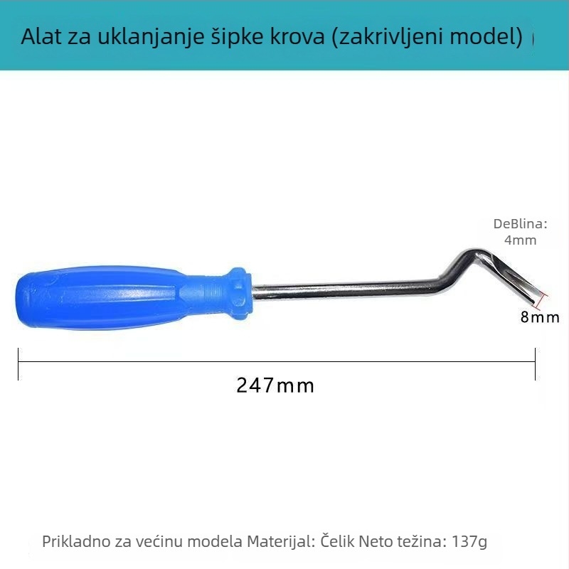 Alat za demontažu ručice krova automobila - željezni, Tamut, s ravnom i zakrivljenom glavom