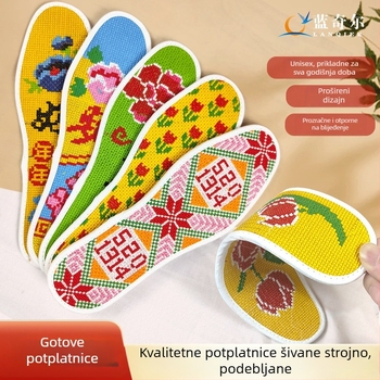Uložak za cipele s križnom šivom, potpuno izvezen, pamuk, debeli, upija znoj i prozračan