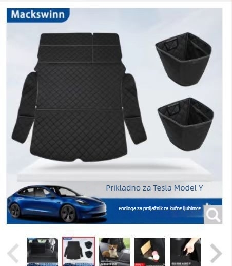 Tesla Model Y prostirka za prtljažnik – potpuno pokrivanje, jednodijelni dizajn