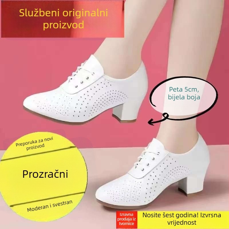 Ženske kožne cipele, okrugli nos, PU gornji dio, srednja visina, debeli štikla iznad 8 cm, potplat od TPR