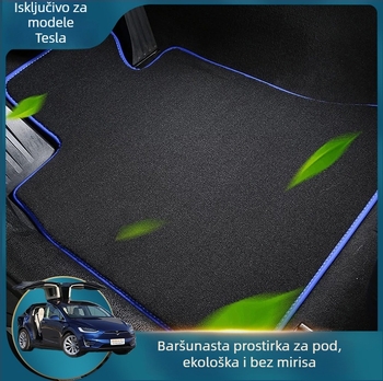 Tesla Model 3/Y velur prostirke – prednje, stražnje i prtljažnik, prilagodljive